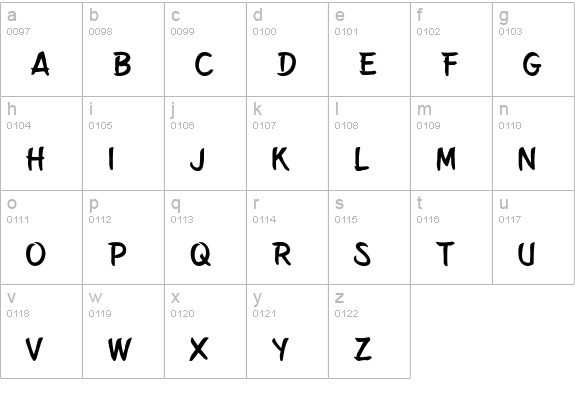 Belepotan lowercase a-z preview
