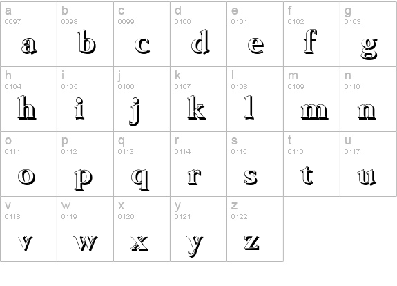 BelfastShadow-Bold lowercase a-z preview