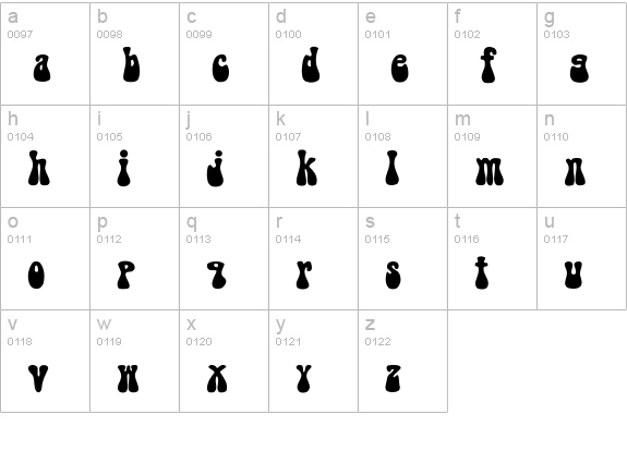 BellBottom lowercase a-z preview