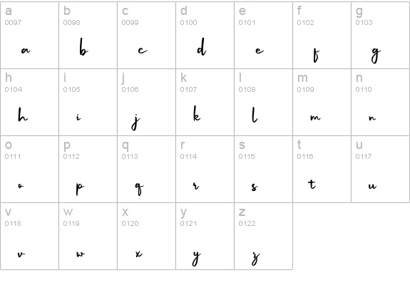 Belle Amour lowercase a-z preview