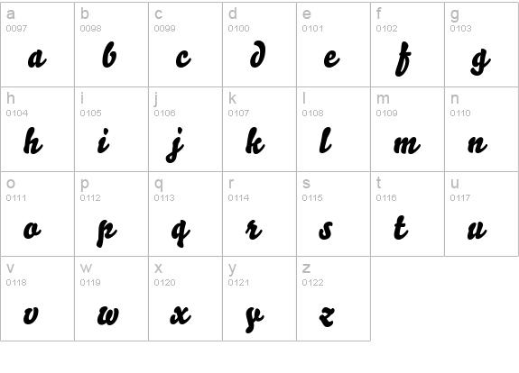 Bello Script lowercase a-z preview