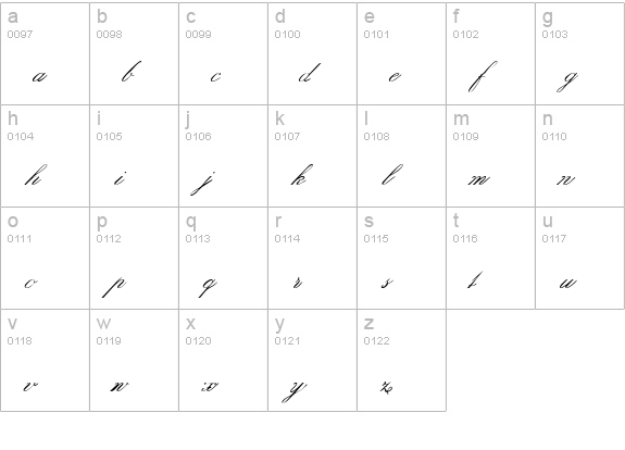 Belphebe lowercase a-z preview