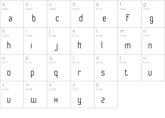 Bend 2 Squares BRK lowercase a-z preview