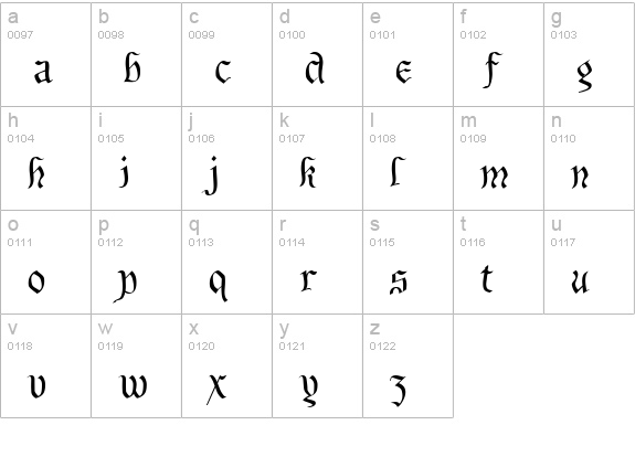 BeneCryptine Regular lowercase a-z preview