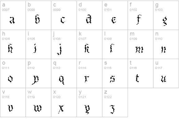 BeneCryptineDistorted lowercase a-z preview
