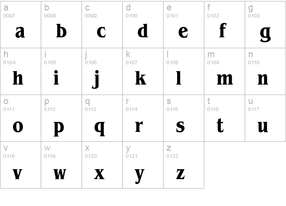 BenguiatEF-BoldCondensed lowercase a-z preview