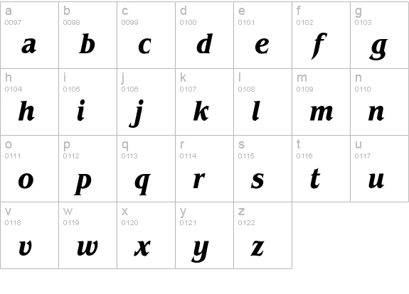 BenguiatEF-BoldCondensedIta lowercase a-z preview
