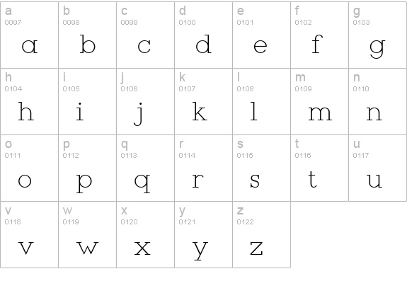 Bennington lowercase a-z preview