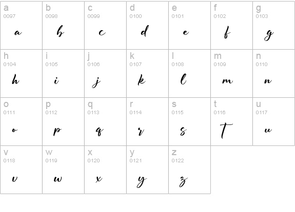 Berdiolla Handwritten Font lowercase a-z preview