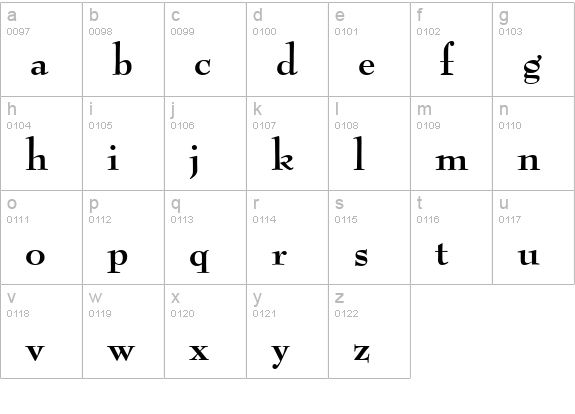 BernhardModern-Bold lowercase a-z preview