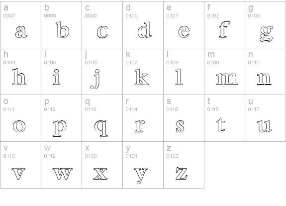 BernsteinOutline-Medium-Regular lowercase a-z preview