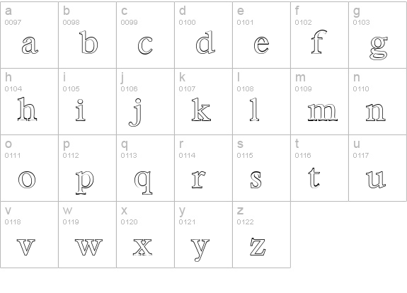 BernsteinOutline-Regular lowercase a-z preview