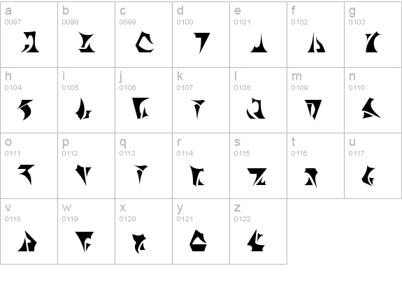 BernyKlingon lowercase a-z preview