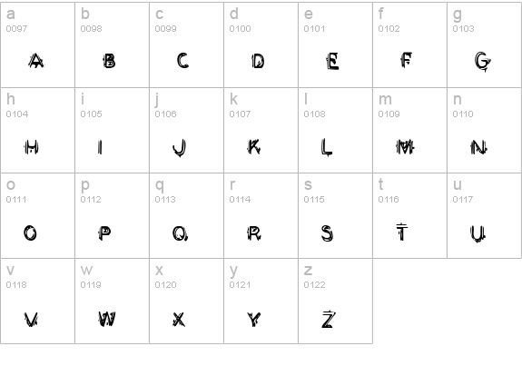 Berserker Condensed lowercase a-z preview