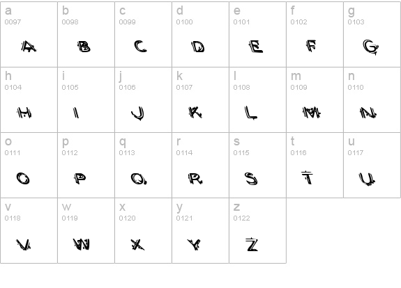 Berserker Leftalic lowercase a-z preview