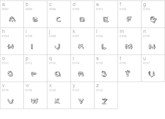 Berserker Shadow lowercase a-z preview