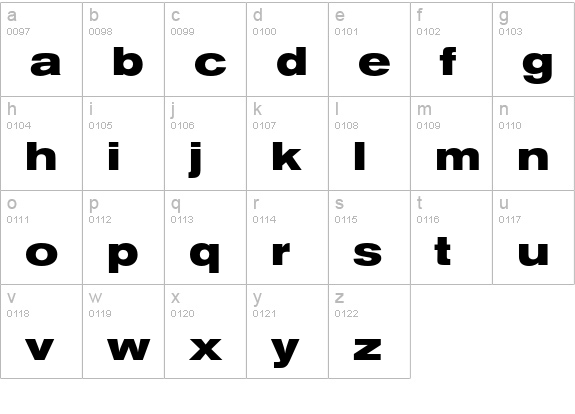 Berthold Akzidenz Grotesk BE Bold Extended lowercase a-z preview
