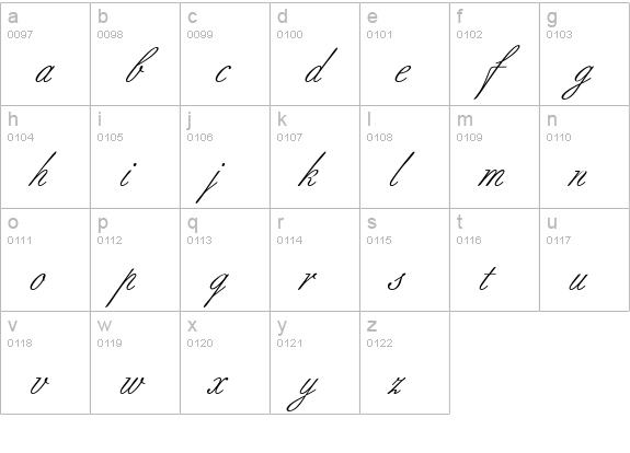 Berthold Script (R) Regular lowercase a-z preview