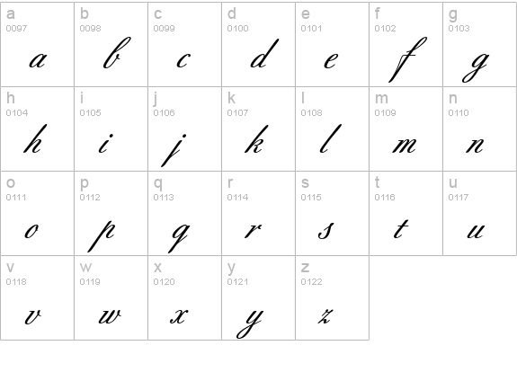 Berthold Script Medium lowercase a-z preview