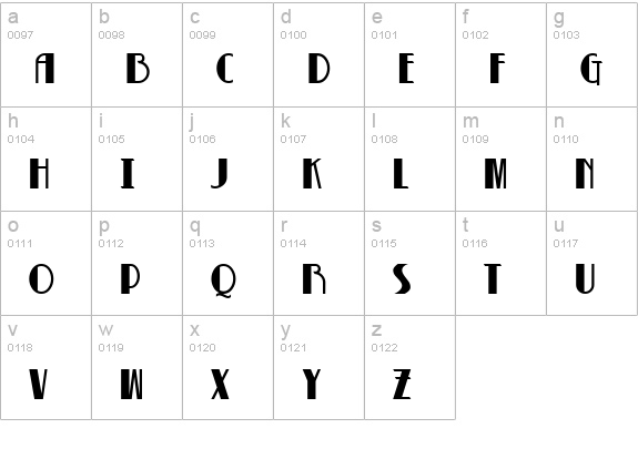 Betty Noir lowercase a-z preview
