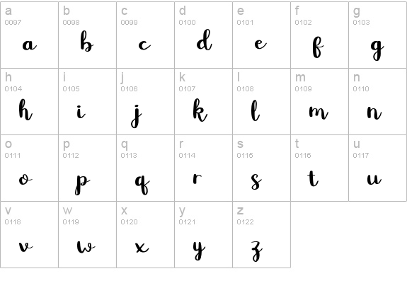 Betty Rose lowercase a-z preview