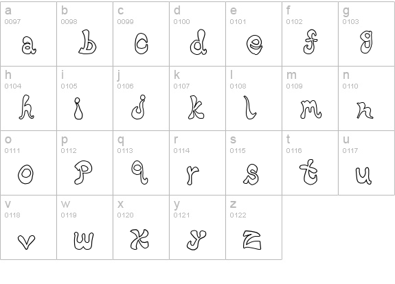 Bharatic-Font(W) lowercase a-z preview