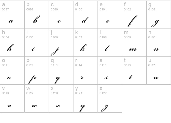 Bickham Script Pro Semibold lowercase a-z preview