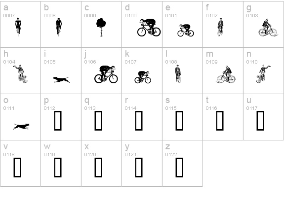 Bicycles lowercase a-z preview