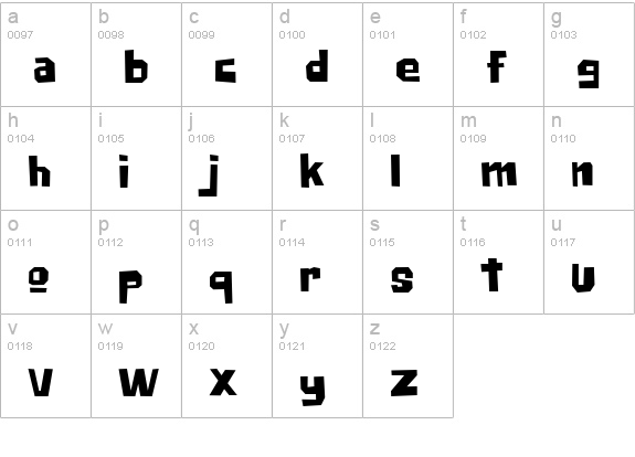 Big Chump BTN lowercase a-z preview