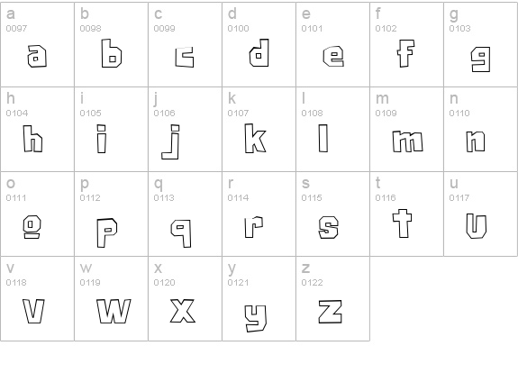 Big Chump BTN Outline lowercase a-z preview