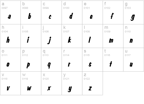 Big Nib-Condensed Italic lowercase a-z preview