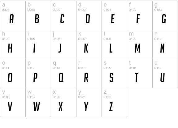 BigNoodleTitling Oblique lowercase a-z preview