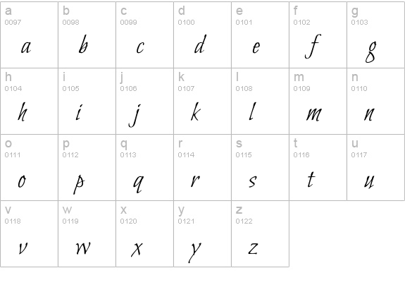 Bilbo Regular lowercase a-z preview