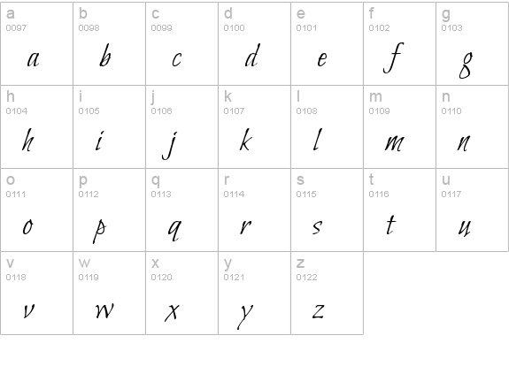 Bilbo Swash Caps lowercase a-z preview