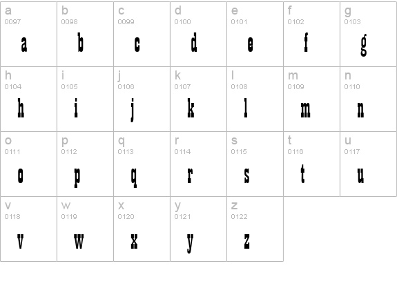 Billboard 11 Condensed Normal lowercase a-z preview