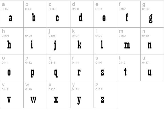 Billboard 11 Wide Normal lowercase a-z preview