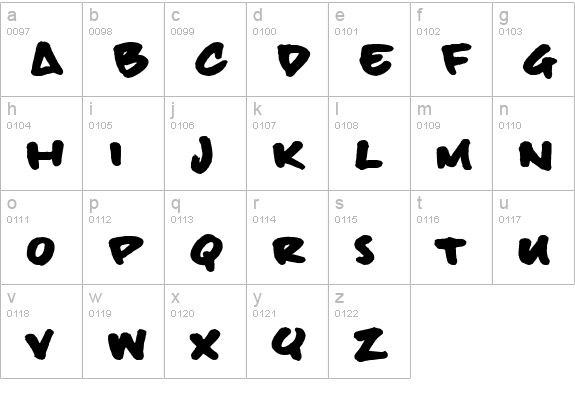 billieBoldHand lowercase a-z preview