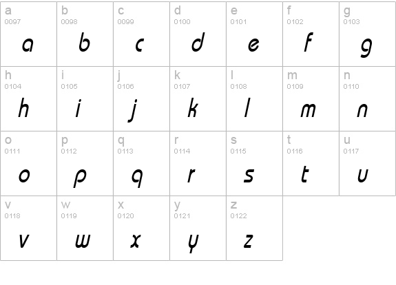 Bimini-Condensed Italic lowercase a-z preview