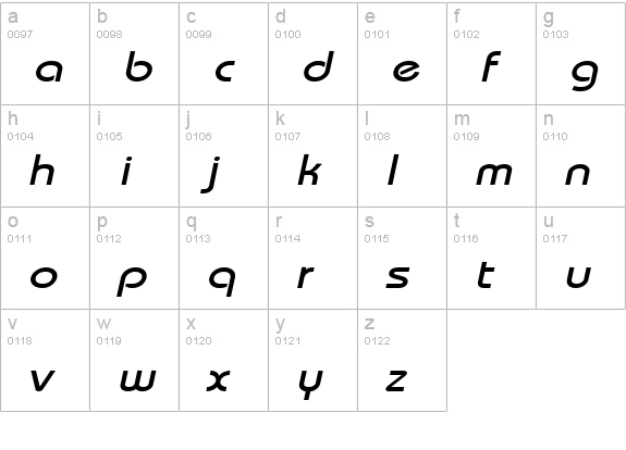 Bimini-Extended Italic lowercase a-z preview