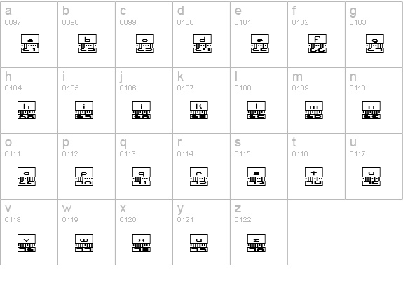 Binary BRK lowercase a-z preview