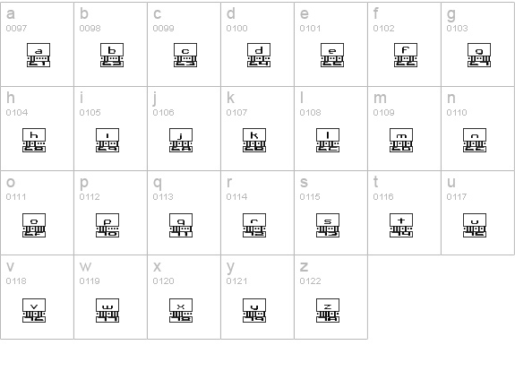 Binary X BRK lowercase a-z preview