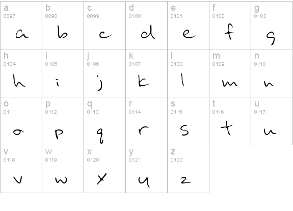 BinghamsHand Regular lowercase a-z preview