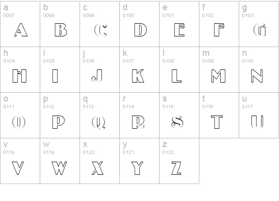 BinnerOutP lowercase a-z preview