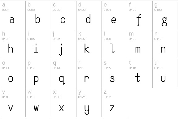 Bino Mono lowercase a-z preview