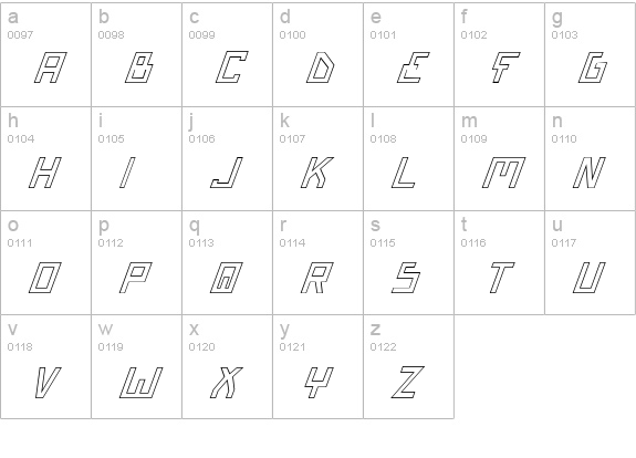 Bionic Type Out Italic lowercase a-z preview