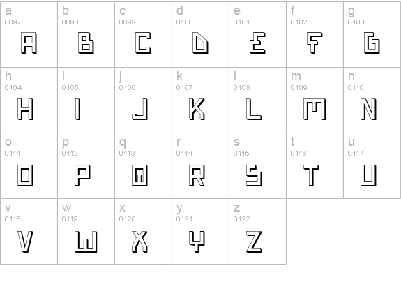 Bionic Type Shadow lowercase a-z preview
