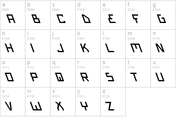 Bionic Type Slant lowercase a-z preview