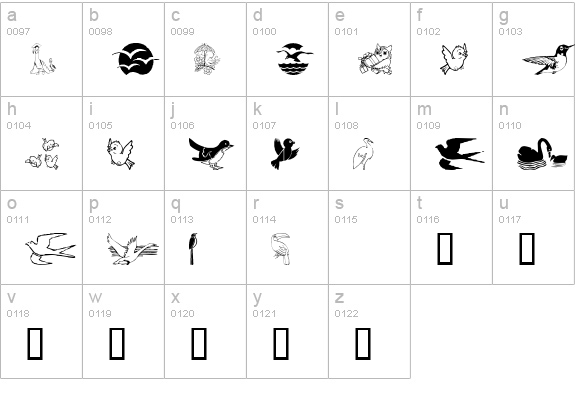 BirdArt lowercase a-z preview