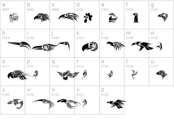 Birdies lowercase a-z preview