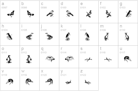 birds a lowercase a-z preview